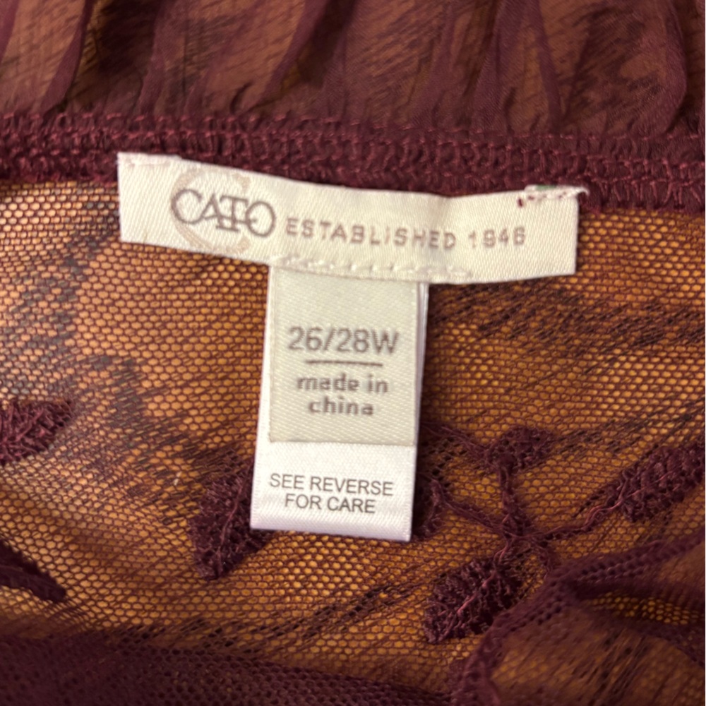Cato - Maroon Sheer Ruffle Top - Picture 3 of 10